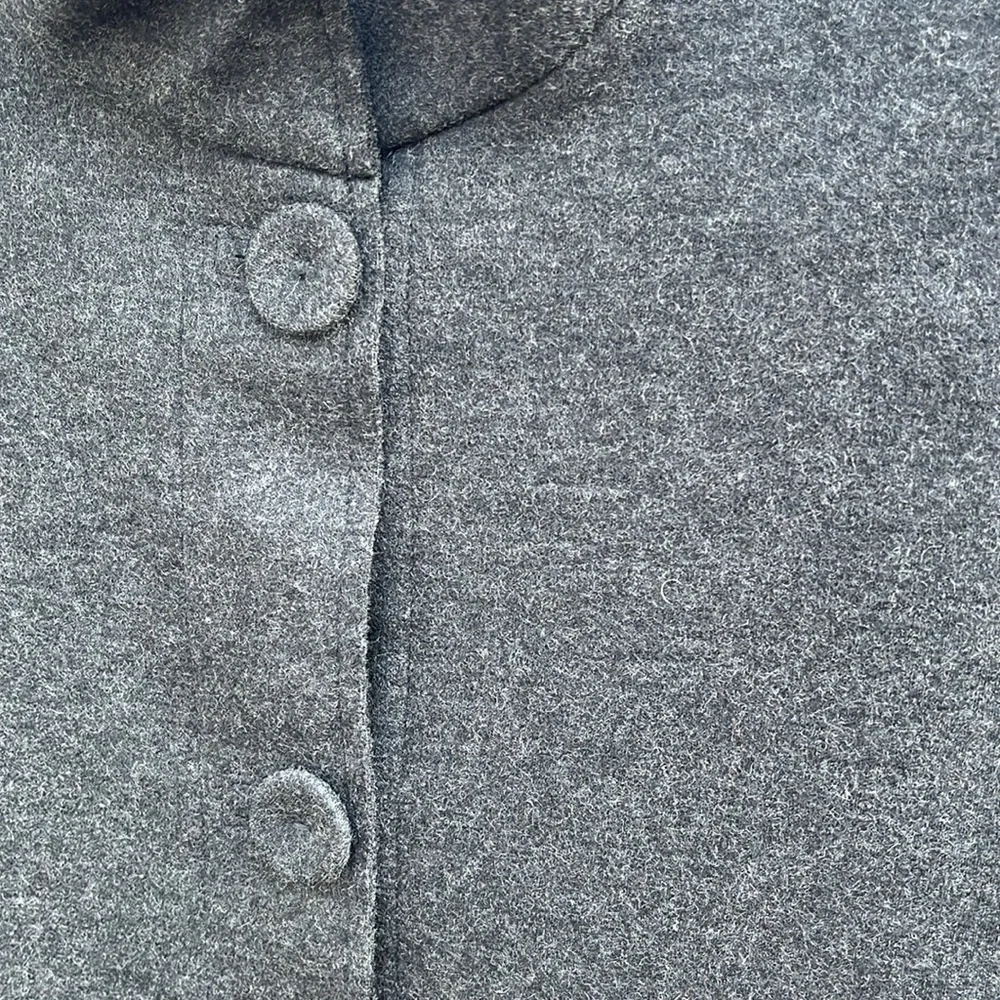 Eileen Fisher Black Dark Gray Cardigan Jacket Pea Coat buttons down - Picture 4 of 5